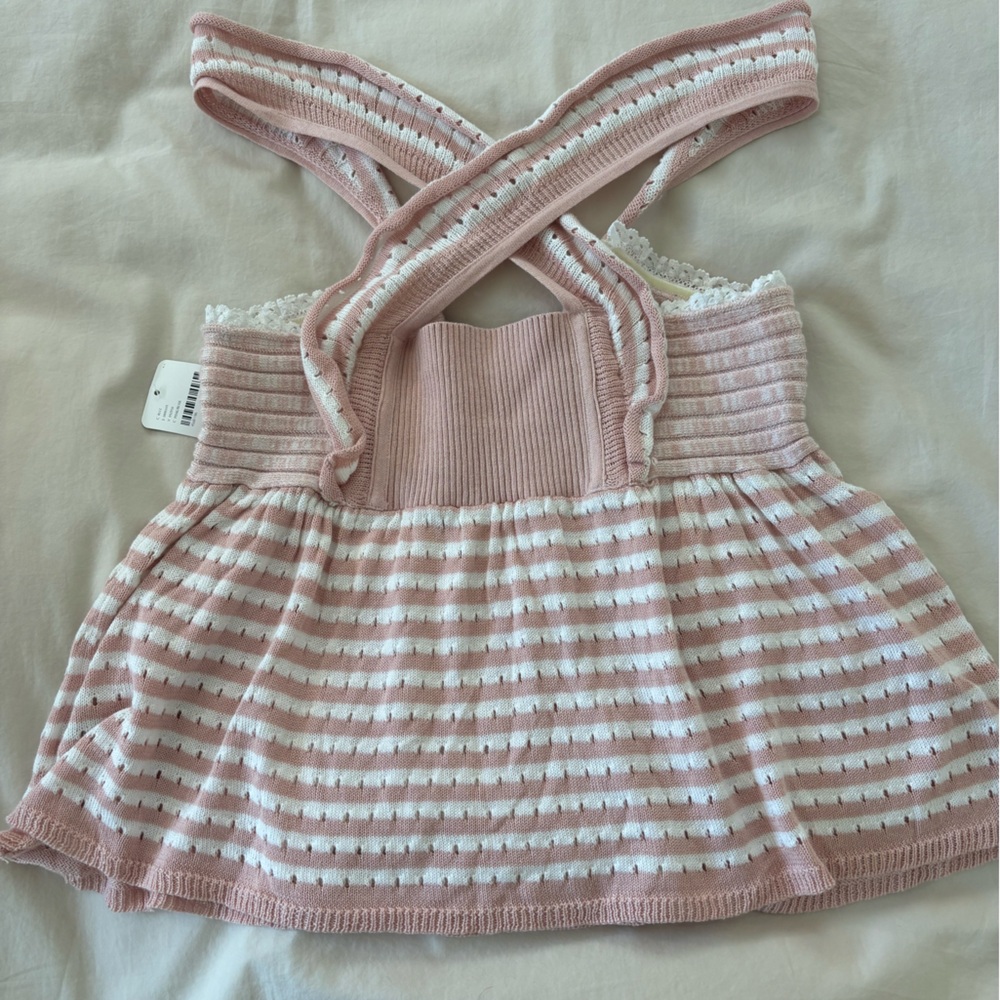 FREE PEOPLE Pink & White Knit Top - Picture 3 of 9